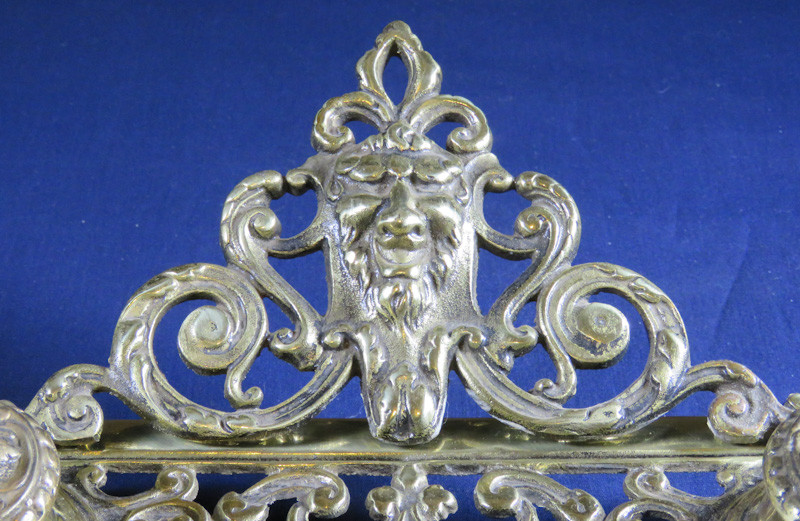 Vintage Footed Brass Bronze Inkstand with Double Brass Inkwells Brass Lid Japan