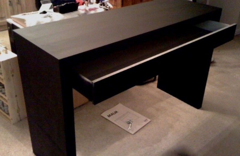 Ikea MALM dressing table with glass top, black brown in Horsham, West