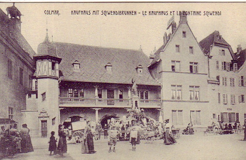 Cpa 68 Alsace Colmar Le Kaufhaus La Fontaine Schwendi Jour De MarchÃ© AnnÃ©Es 1900