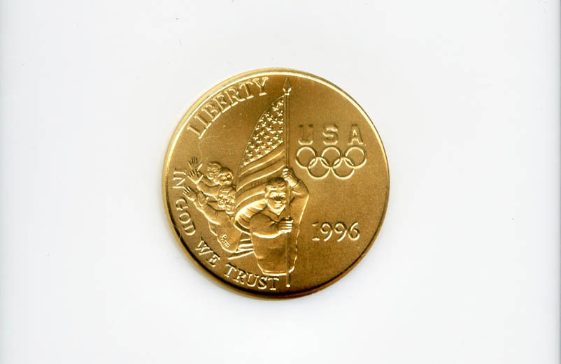 1996-W Olympics $5 Gold Flag Bearer MS70 NGC   POP: 398