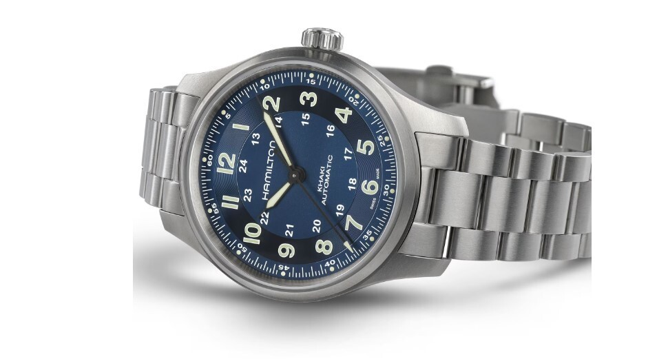 Pre-owned Hamilton Khaki Field Titanium Auto Blue Dial Round Men's Watch H70545140