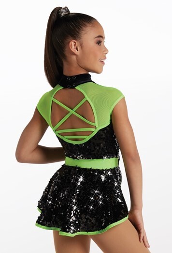 Weissman 15724 Pink &Black sequined Jazz costume, pink rhinestones added, sz SC