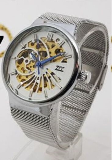 Orologio Polso ZCC 007 Uomo Automatico Maglia Milano Casual Silver Bianco lac
