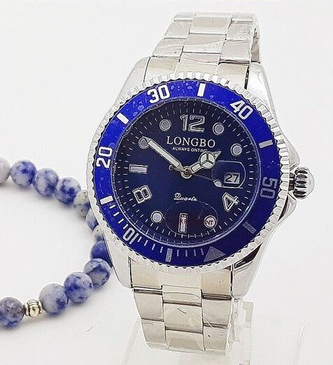 Orologio Polso LongBo 80430g Uomo Quarzo Data Elegante Silver Blu lac