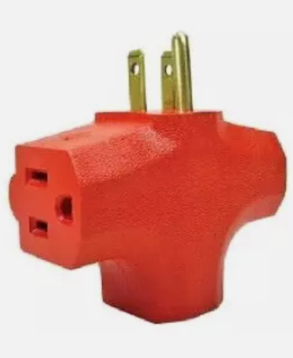 1x Grounded 3 Way Electric Adapter 3 Outlet AC Wall Plug Prong Power Splitter
