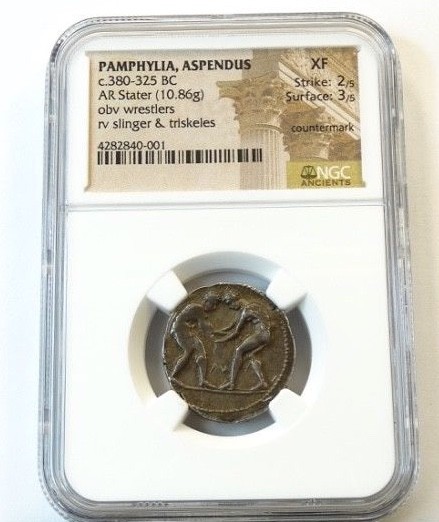 NGC XF PAMPHYLIA, ASPENDUS c.380-325BC AR SILVER STATER (10.86g)