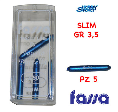 PIOMBO SLIM TREMARELLA FASSA 3,5 GR PLASTIFICATO BLU CONF 5 PZ  PESCA TROTA LAGO
