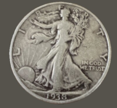 1938 50C Walking Liberty Half Dollar Actual Coin Clear Date & Words & Details