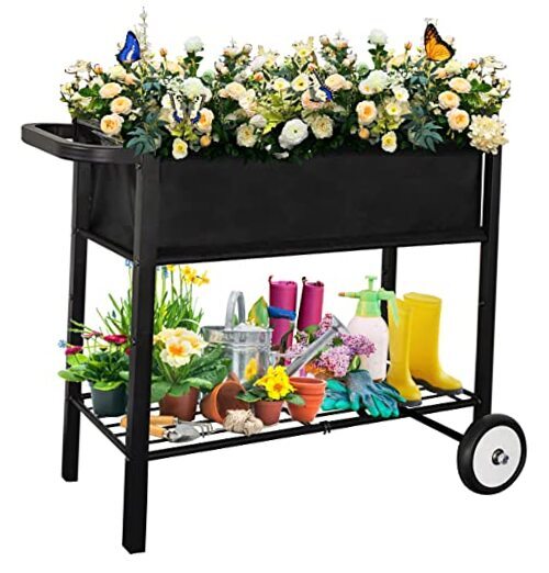 Koutemie Outdoor Raised Planter Box with Legs for Gardening, Elevated