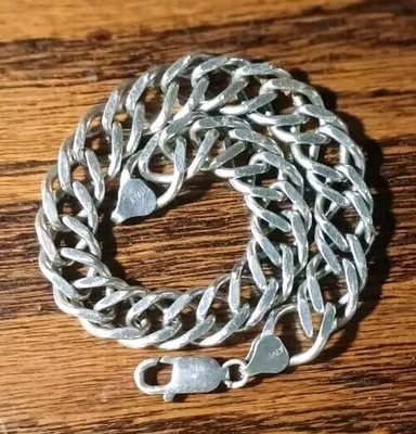RARE SOLID STERLING SILVER 10mm WIDE DOUBLE CURB LINK 9'' HEAVY 33 GRAM BRACELET