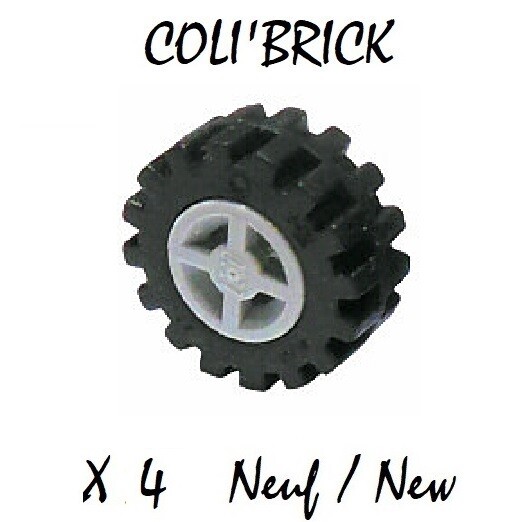 Lego 4624c06 - 4x Pneu Roue Tire 15mm X 6mm Wheel 8mm D X 6mm - 4624 87414 - New