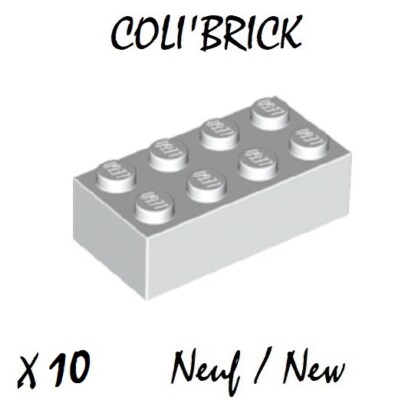 Lego 3001 - 10x Briques / Brick 2x4 - Blanc / White - New Neuf