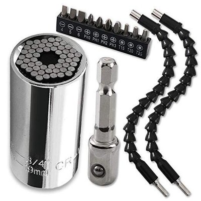  Universal Socket Wrench, Self-adjusting Socket Fits Standard 1/4''-3/4'' (7 