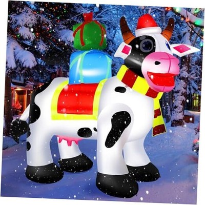 5.9 FT Christmas Inflatables Yard Decorations Outdoor Milk Cow Christmas 