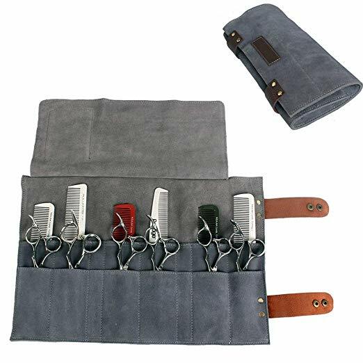 Leather Roll Up Barber Scissor Holder Pouch Case Salon Hairdresser