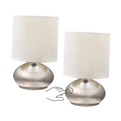 21403-000 Transitional 2 Pack Matching Small Touch Table Lamp Brushed Nickel