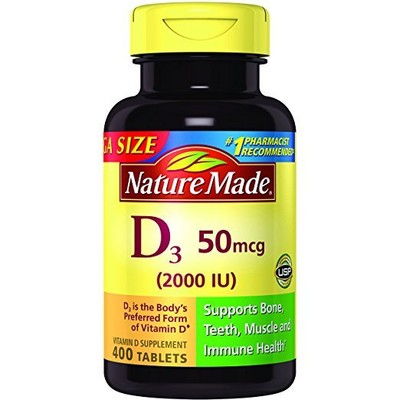Nature Made Vitamin D3 2000IU 400ct tablets MEGA SIZE,CHEAPEST, FREE...