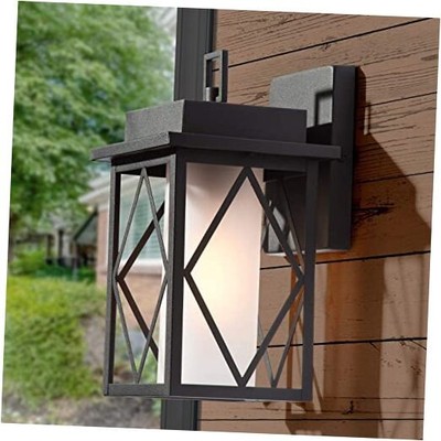 Black Outdoor Wall Light Fixture, Exterior Wall Lantern Sconces with Frosted 