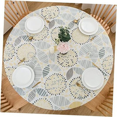 LIBERECOO Round Vinyl Fitted For Up to 40-44 Inch Round Table Abstract Floral