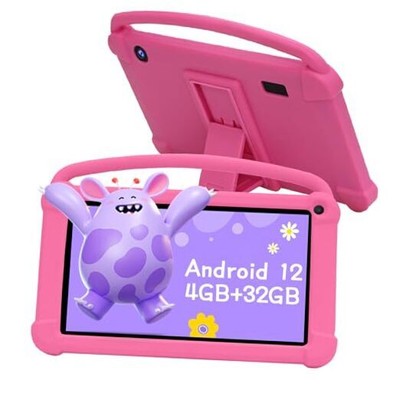  Kids Tablets, Android 12 Tablet for Kids, 4GB RAM 32GB ROM Toddler Tablet Pink