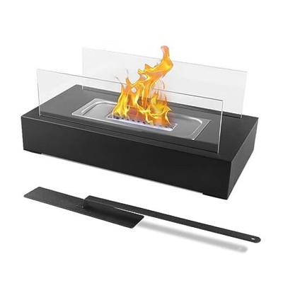 Tabletop Fire Pit, Outdoor Indoor Portable Table Top Firepit Rectangular-Black