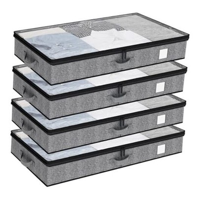  Pack Underbed Storage Containers, Below.5 Inches Low Profile Under Bed 4
