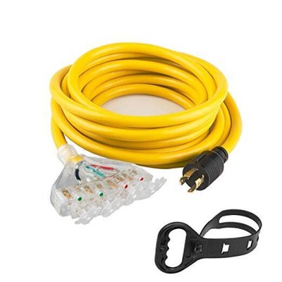 25 Feet Heavy Duty Generator Adaptor Extension Cord,Locking 25 FT SPLITER