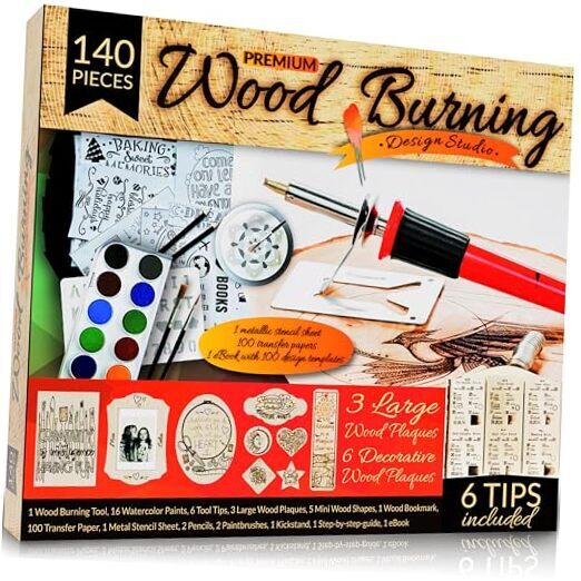 Beginners Wood Burning Kit 140 Pieces. Best Gift Idea Design