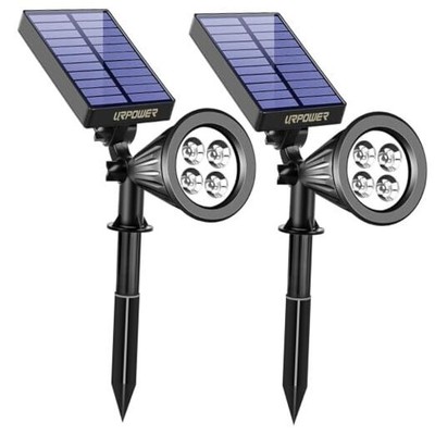 Outdoor, Adjustable Solar Spot Lights 2 Pack Cool White