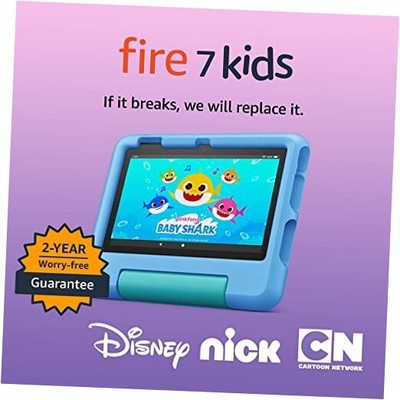Amazon Fire 7 Kids tablet, ages 3-7. Top-selling 16 GB 1-year Amazon Kids+ Blue
