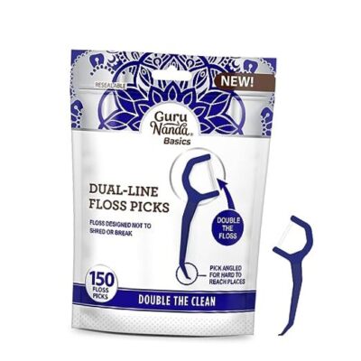 Dual Line Floss Picks (150 ct) - Double-Threaded 1 Foot (Pack of 1) Unflavored