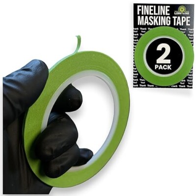 LiME LiNE 1/8'' Width Green Fineline Paper Masking Pinstriping Tape - Pack of 2