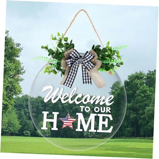 Acrylic Welcome Sign Front Door Decorations, Transparent Interchangeable