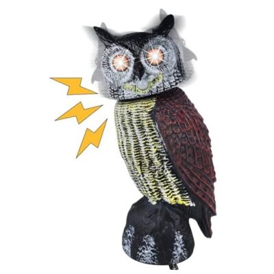  Solar Fake Owl Decoy Scare Birds Away, Solar Powered Motion Activated 
