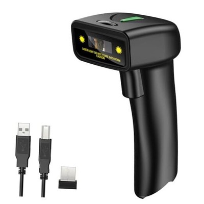 USB Wireless 1D Barcode Scanner, Handheld Laser Barcode 1D Wireless Scanner