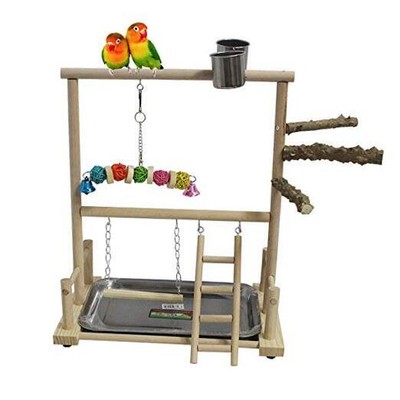 Bird Playground Parrot Perch Stand Toys, Birds Wood Play Gym Activity Center