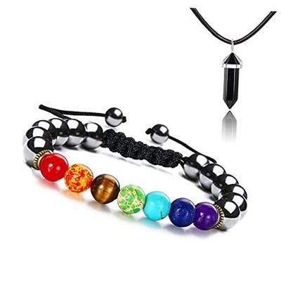 Hematite Bracelet Triple Protection Bracelet Hematite & 7 Chakra