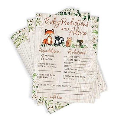  Woodland Baby Shower Advice Cards - Baby Predictions and Advice, Set of 50 