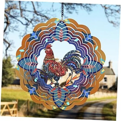 Rooster Metal Wind Spinners - Gifts for Women Mom Grandma Wife, Hanging Chicken