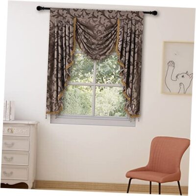  Swag Valance Curtain for Living Room Fancy Waterfall 1 Valance 41W x 49L Brown
