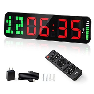 Gym Timer, 15'' Large Digital Wall Clock for Gym Interval Workout with Black+red