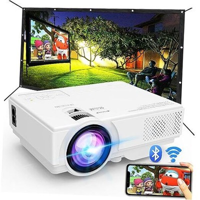 Projector with WiFi and Bluetooth, 2024 Upgrade Outdoor Projector, Mini Movie 