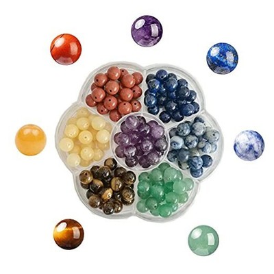  140pcs 7 Chakra Natural Stone Round Beads Crystals Energy Healing 8mm-7C