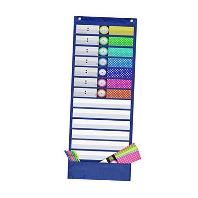 Daily Schedule Pocket Chart,Class Schedule with 13 Cards,13+1 Pockets Blue