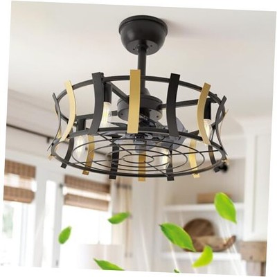 20'' Caged Ceiling Fans with Lights 20 Inch Black Caged Fandelier Ceiling Fan