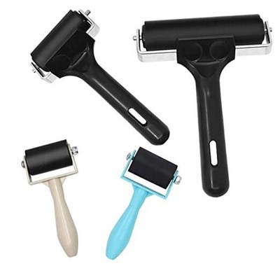 4PCS Rubber Roller Brayer, TuNan 3 Sizes Glue Roller for Ink Paint Block 