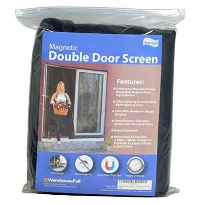  Magnetic Screen Door for French Doors - Fits Doors Up To 70'' x 80'' Black Trim