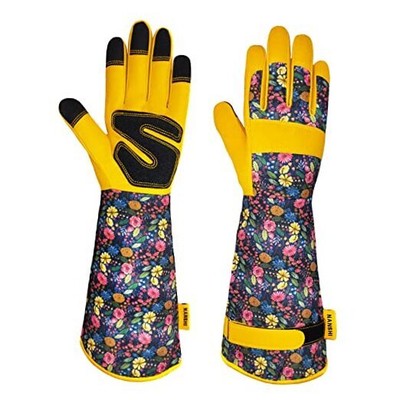 NANSHI Gardening Gloves for Women, Long Sleeve Leather Large (Pack of 1) Yellow