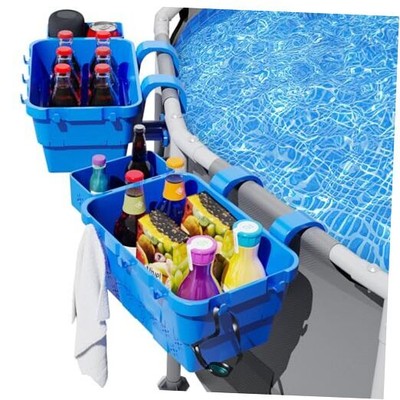 2024 New Poolside Storage Basket, 5.5 in Double Depth Pool Basket 1pack Blue
