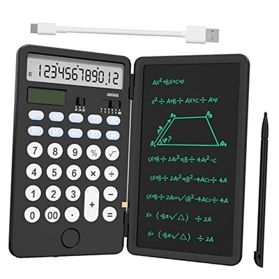  Portable Calculator with Notepad, Basic Calculator with Writing Black